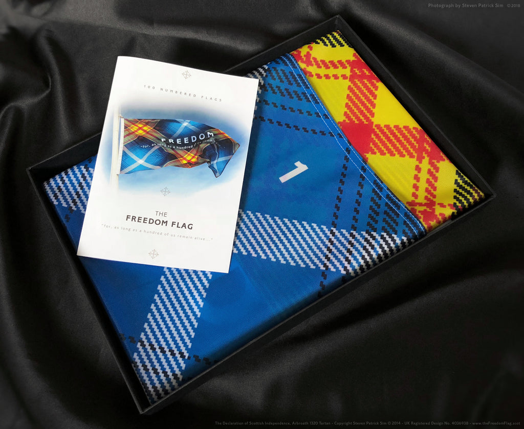 The Freedom flag, folded and boxed in a quality presentation box, with 16 page booklet
