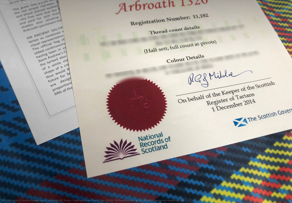 The tartan certificate - The Declaration of Scottish Independence tartan flag - FREEDOM